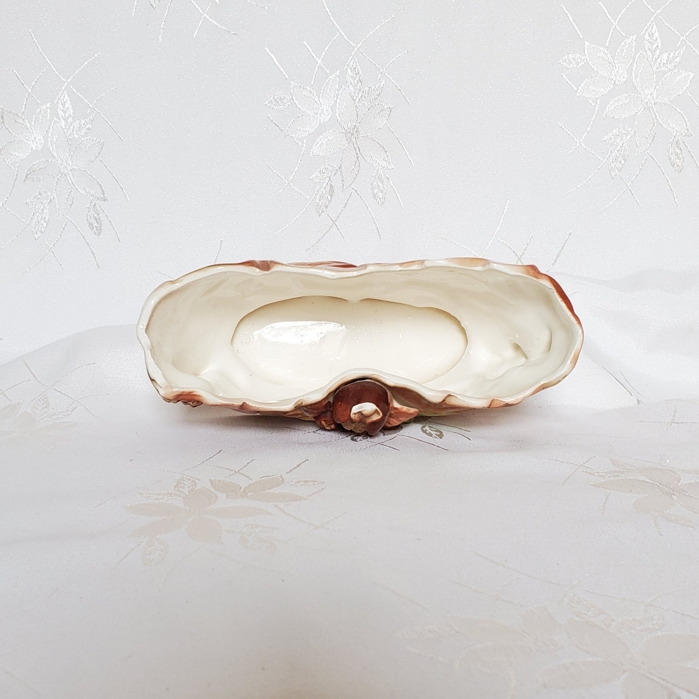 Vintage Autumn Leaves Cookie Candie Bowl Glazed Ceramic Rare Japan Home Decor - Picture 7 of 12